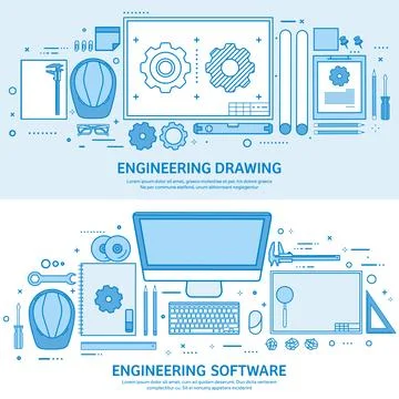 Engineering and architecture. Drawing construction. Architectural project Stock Illustration