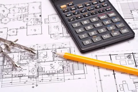 Engineering and architecture drawings engineering and architecture drawing... 스톡 사진