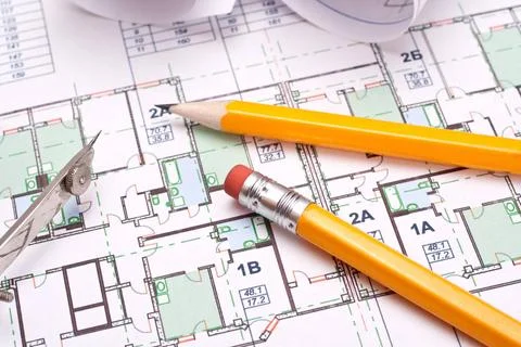 Engineering and architecture drawings engineering and architecture drawing... 스톡 사진