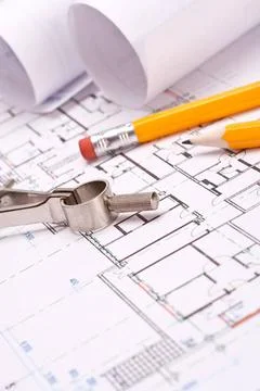 Engineering and architecture drawings engineering and architecture drawing... Foto stock