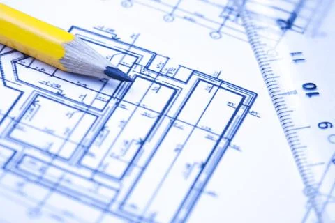 Engineering and architecture drawings Stock Photos