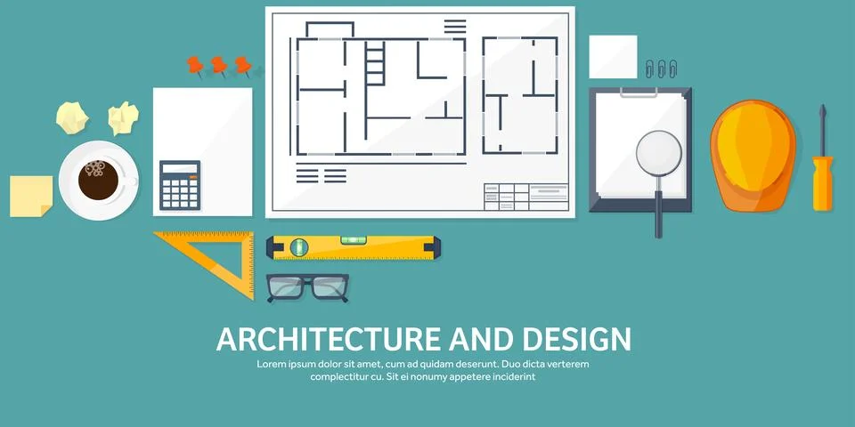 Engineering and architecture vector illustration. Drawing and construction Stock Illustration