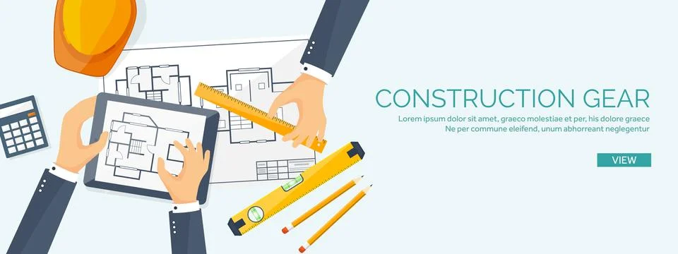 Engineering and architecture vector illustration. Drawing and construction Stock Illustration