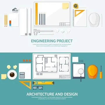 Engineering and architecture vector illustration. Drawing and construction Stock Illustration