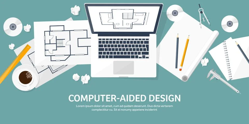 Engineering and architecture vector illustration. Drawing and construction Illustrazione stock