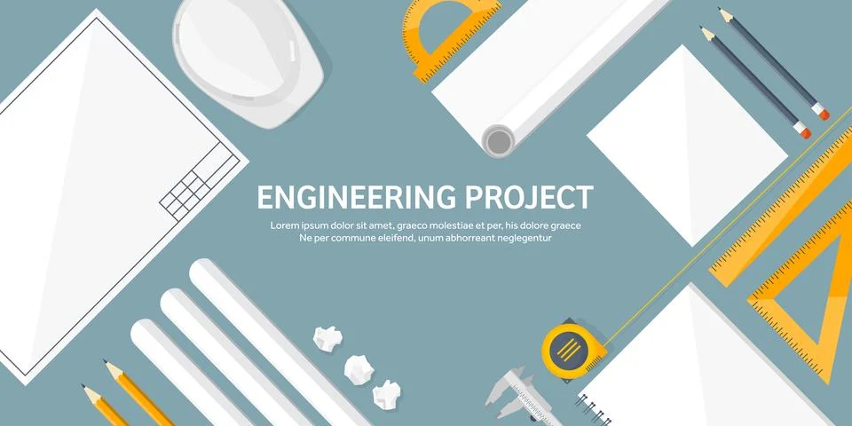 Engineering and architecture vector illustration. Drawing and construction Stock Illustration