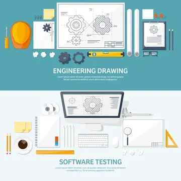 Engineering and architecture vector illustration. Drawing and construction Stock Illustration