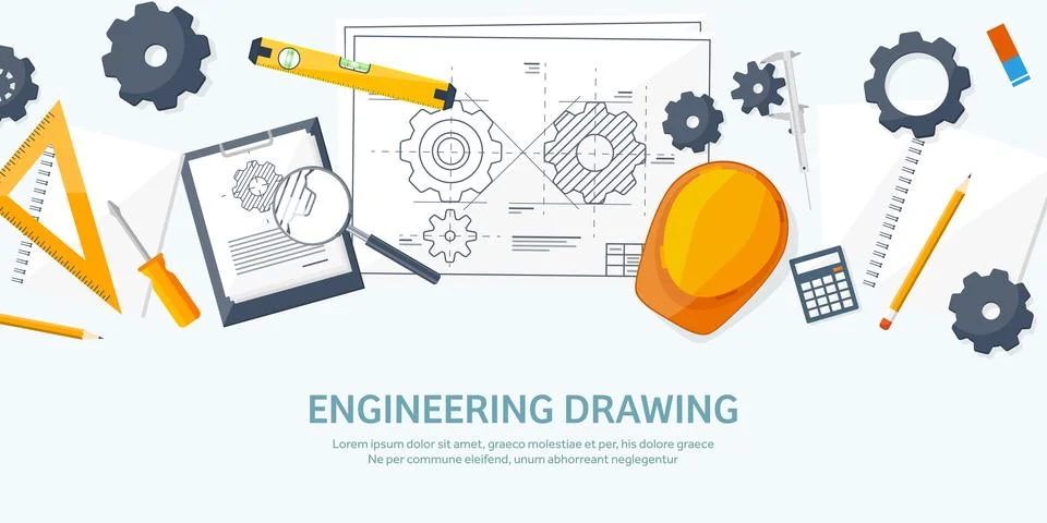 Engineering and architecture vector illustration. Drawing and construction Illustrazione stock