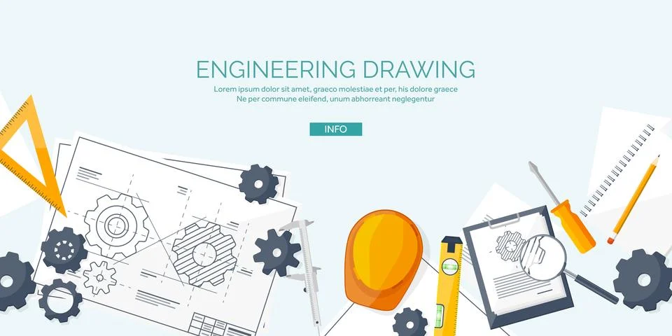 Engineering and architecture vector illustration. Drawing and construction Stock Illustration