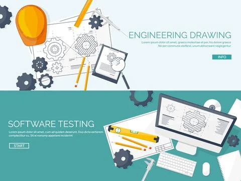 Engineering and architecture vector illustration. Drawing and construction Stock Illustration