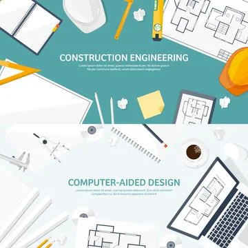 Engineering and architecture vector illustration. Drawing and construction Stock Illustration
