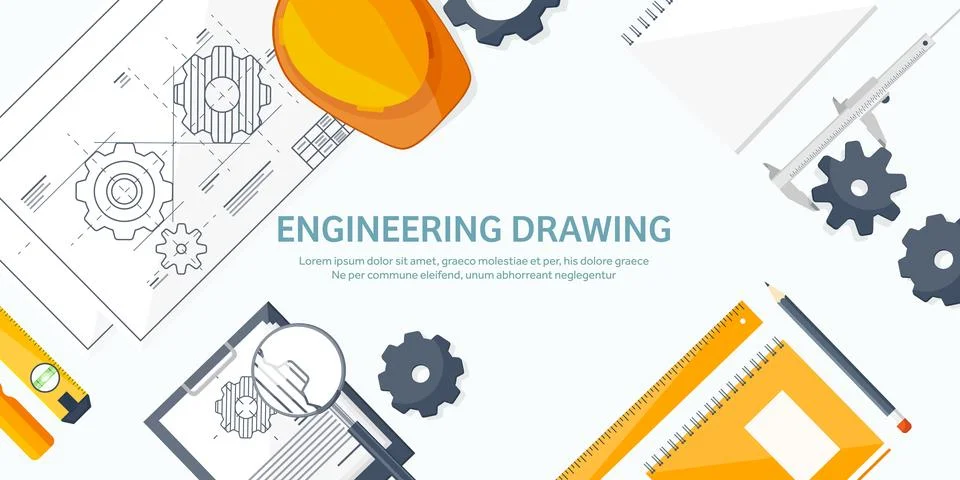 Engineering and architecture vector illustration. Drawing and construction Stock Illustration
