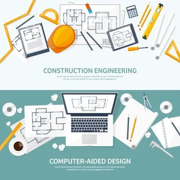 Engineering and architecture vector illustration. Drawing and construction Stock Illustration