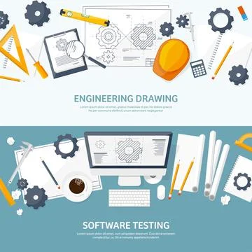 Engineering and architecture vector illustration. Drawing and construction Stock Illustration