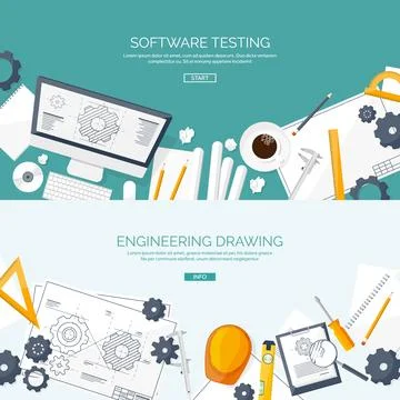Engineering and architecture vector illustration. Drawing and construction Stock Illustration