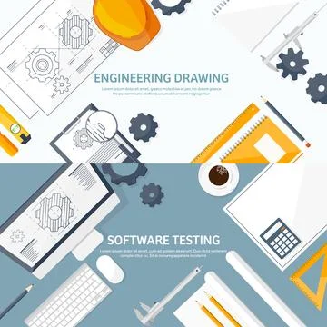 Engineering and architecture vector illustration. Drawing and construction Stockillustratie