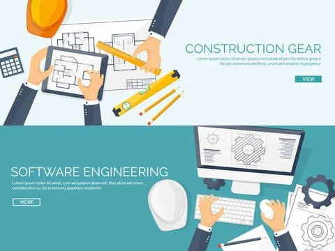 Engineering and architecture vector illustration. Drawing and construction Stock Illustration