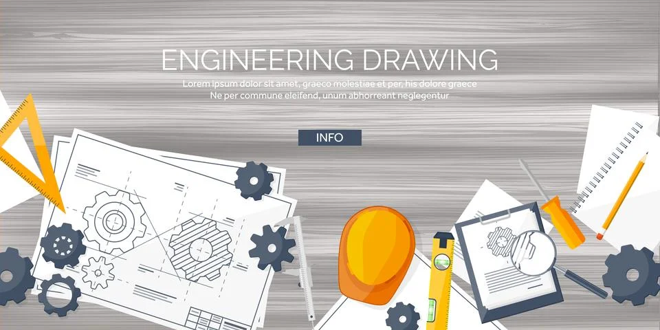 Engineering and architecture vector illustration. Drawing and construction Stock Illustration