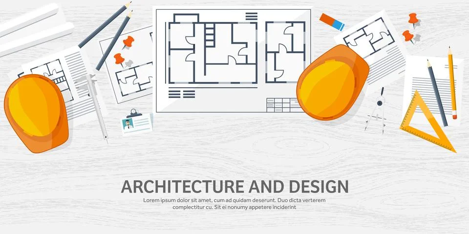 Engineering and architecture vector illustration. Drawing and construction Stock Illustration
