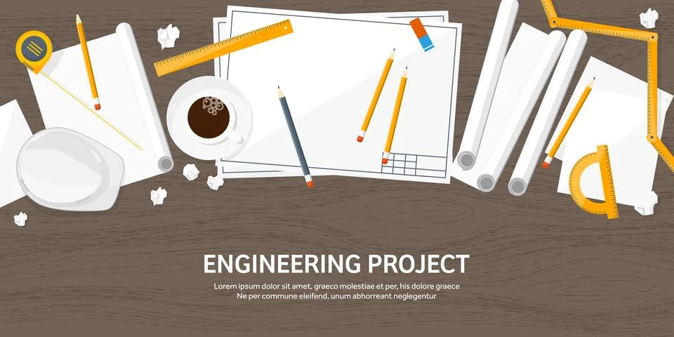 Engineering and architecture vector illustration. Drawing and construction Stock Illustration