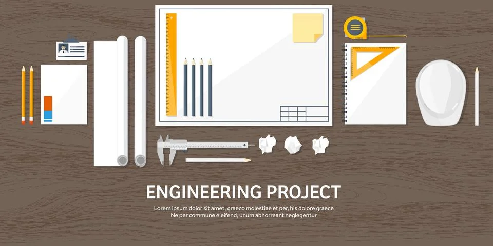 Engineering and architecture vector illustration. Drawing and construction Stock Illustration