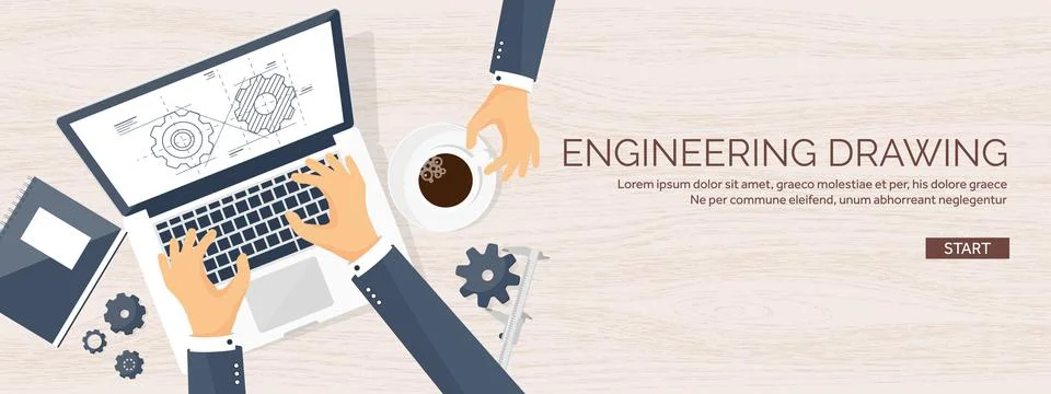 Engineering and architecture vector illustration. Drawing and construction Stock Illustration