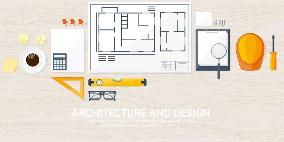 Engineering and architecture vector illustration. Drawing and construction Stock Illustration