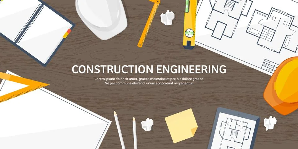 Engineering and architecture vector illustration. Drawing and construction Stock Illustration