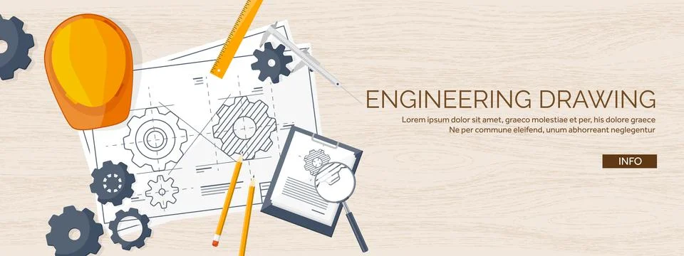 Engineering and architecture vector illustration. Drawing and construction Stock Illustration