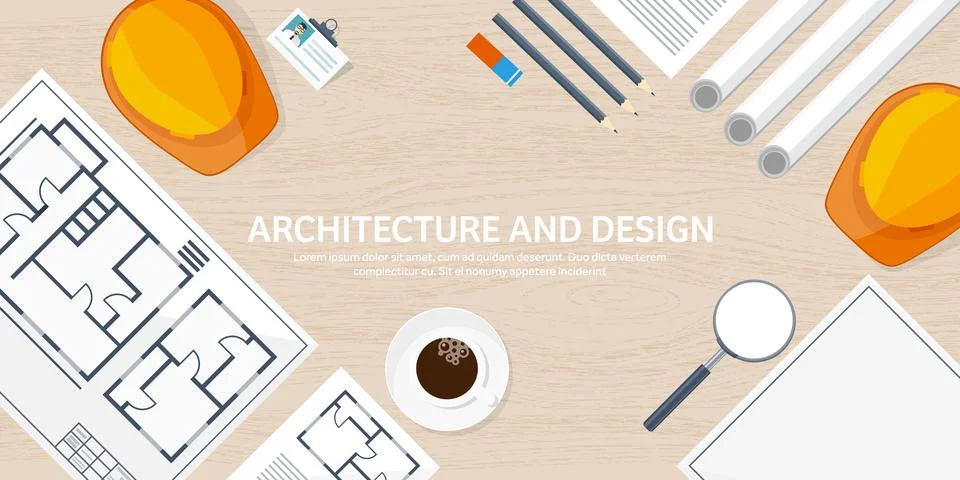 Engineering and architecture vector illustration. Drawing and construction Illustrazione stock