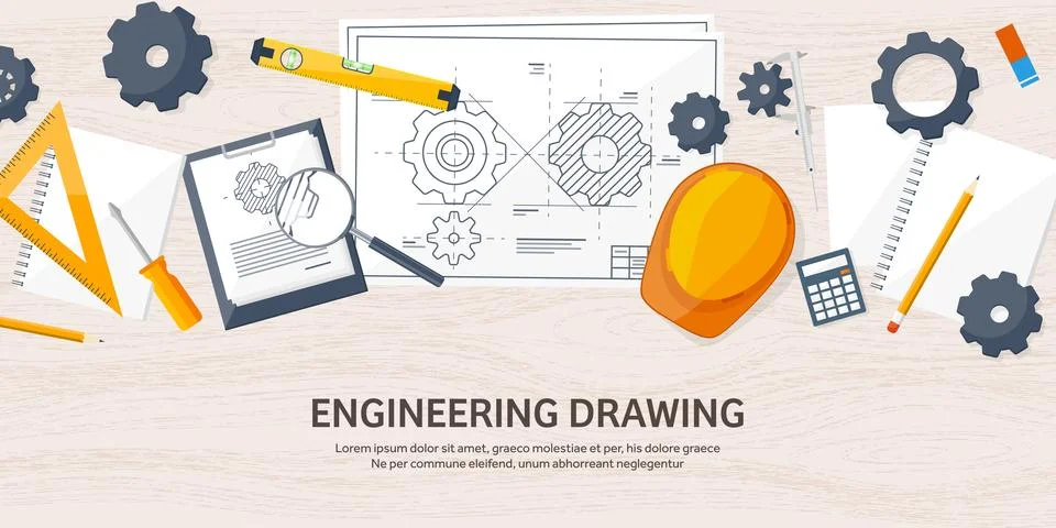 Engineering and architecture vector illustration. Drawing and construction Stock Illustration