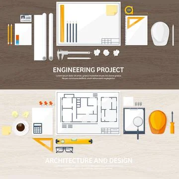 Engineering and architecture vector illustration. Drawing and construction Stock Illustration