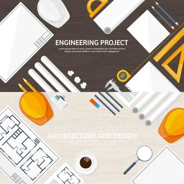 Engineering and architecture vector illustration. Drawing and construction Illustrazione stock