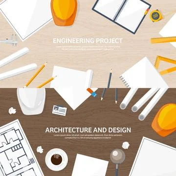 Engineering and architecture vector illustration. Drawing and construction Stock Illustration