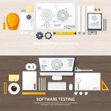 Engineering and architecture vector illustration. Drawing and construction Stock Illustration