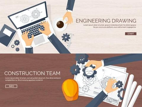 Engineering and architecture vector illustration. Drawing and construction Stock Illustration