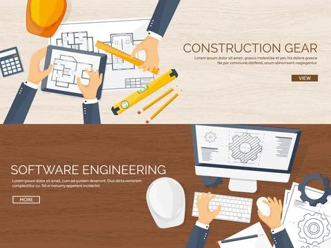 Engineering and architecture vector illustration. Drawing and construction Stock Illustration