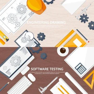 Engineering and architecture vector illustration. Drawing and construction Stock Illustration