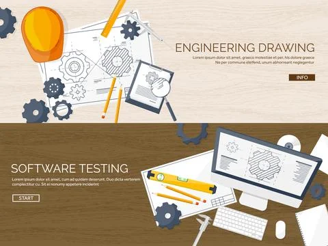 Engineering and architecture vector illustration. Drawing and construction Stockillustratie