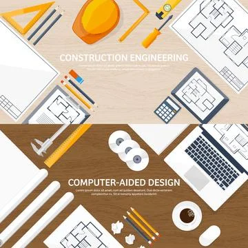 Engineering and architecture vector illustration. Drawing and construction Stock Illustration