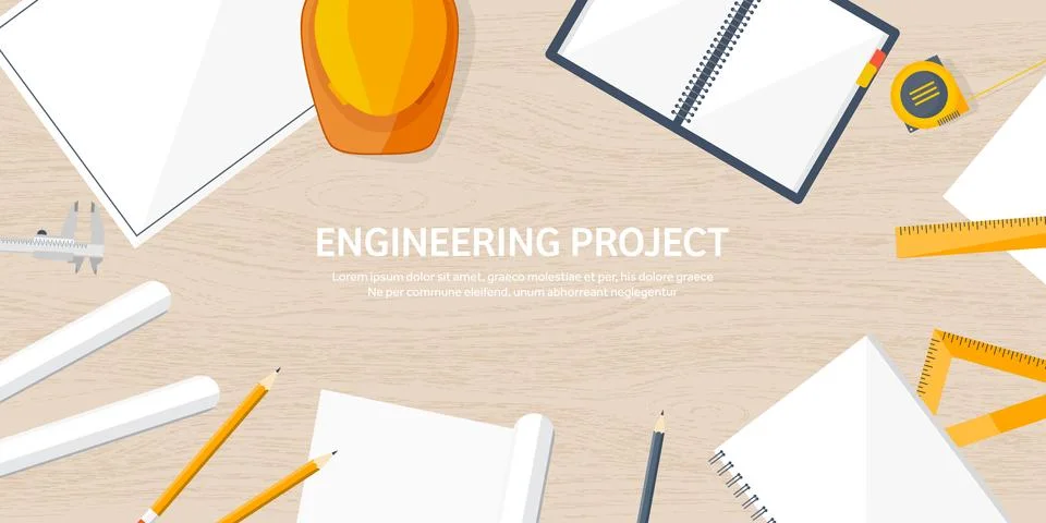 Engineering and architecture vector illustration. Drawing and construction Stock Illustration