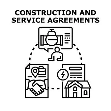 Engineering and building service agreements signing concept Stock Illustration