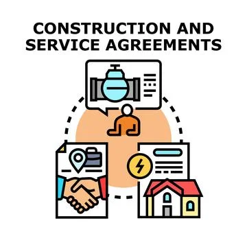 Engineering and building service agreements signing concept Stock Illustration