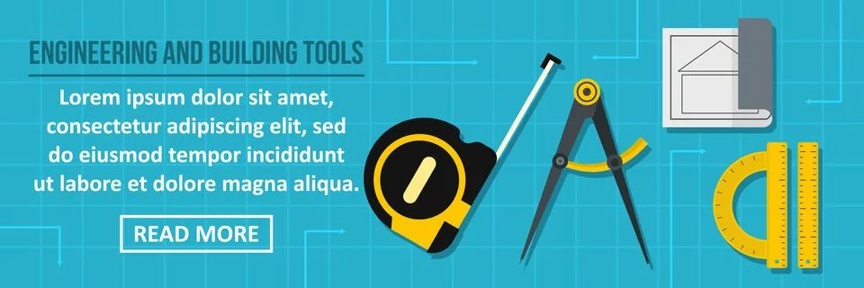 Engineering and building tools banner horizontal concept Ilustración de archivo
