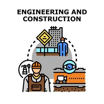 Engineering and construction industry development process concept Stock Illustration