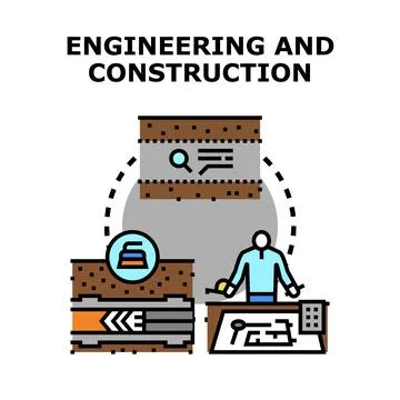 Engineering and construction process planning illustration Stock Illustration