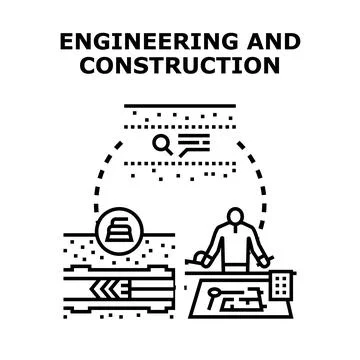 Engineering and construction process planning illustration Stock Illustration