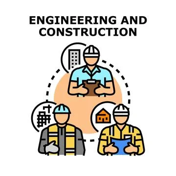 Engineering and construction roles concept illustrating services Illustrazione stock