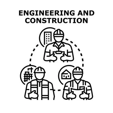 Engineering and construction roles concept illustrating services Stock Illustration