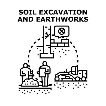 Engineering and construction site earthworks concept Stock Illustration